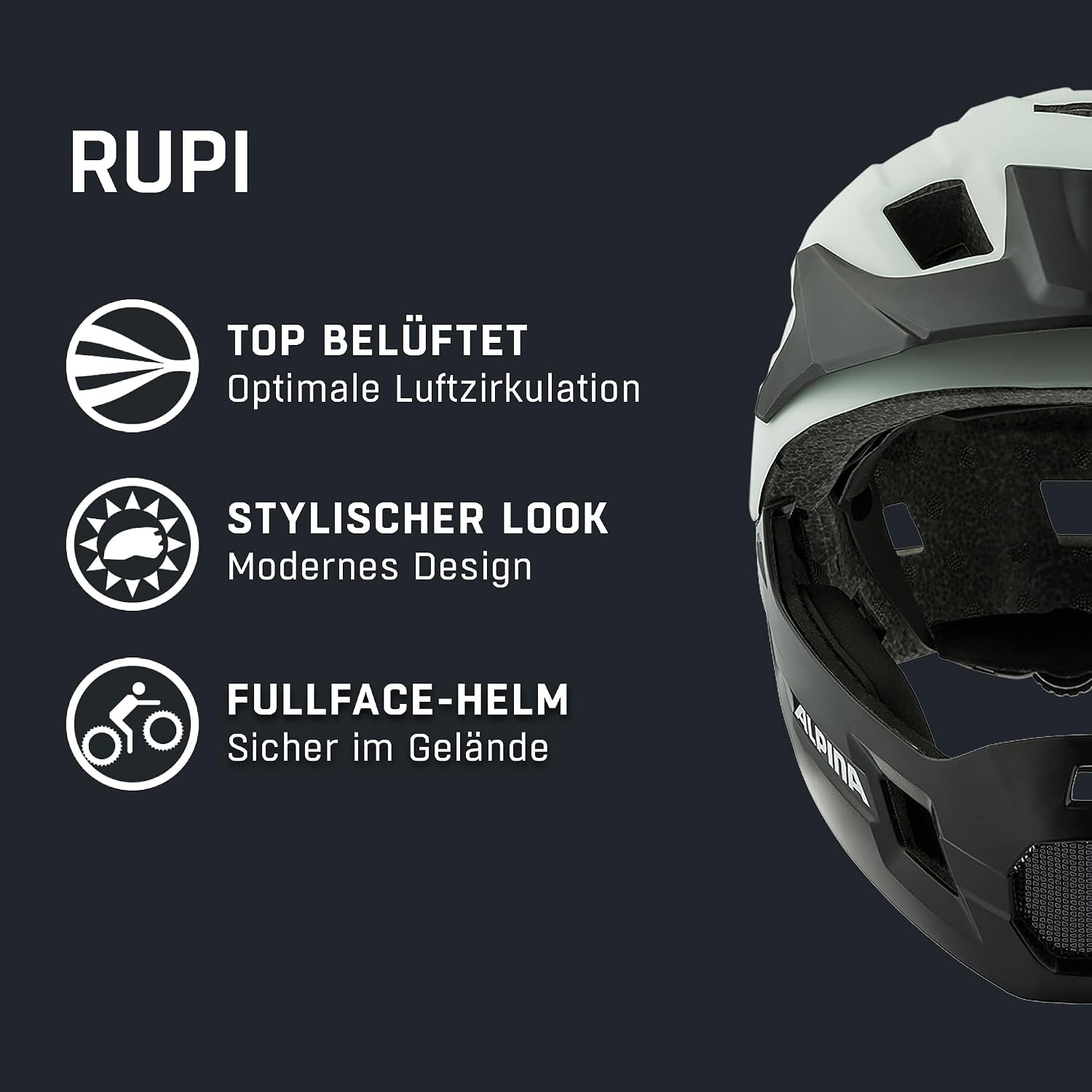 Alpina Rupi Full-Face Kinderhelm - Off-White Mat - 50-55 cm