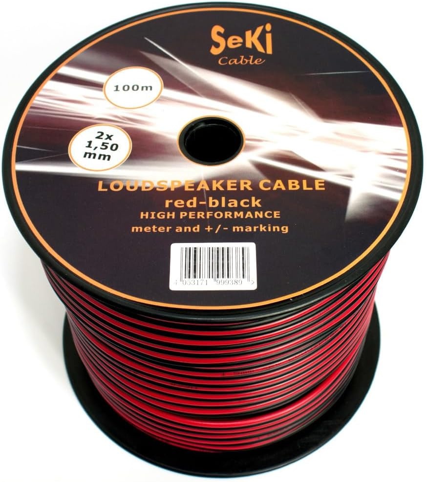 Speaker Cable 2 x 1.50 mm² 100 m Red/Black CCA Audio Cable Speaker Cable