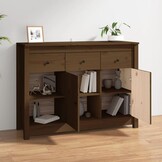 vidaXL Dressoir 100x35x74 cm massief grenenhout honingbruin