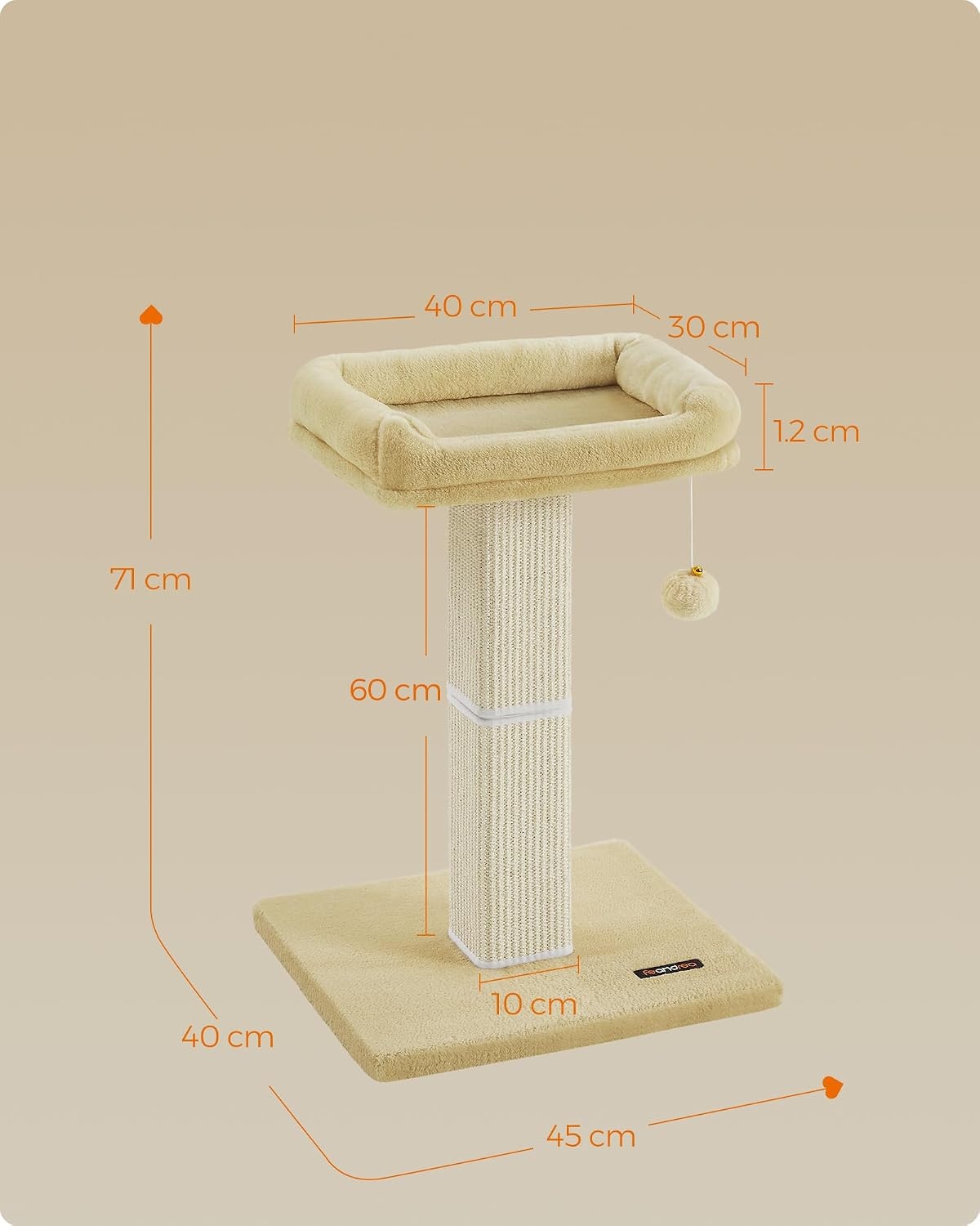 Feandrea Krabpaal voor katten - Beige - 71 cm hoog