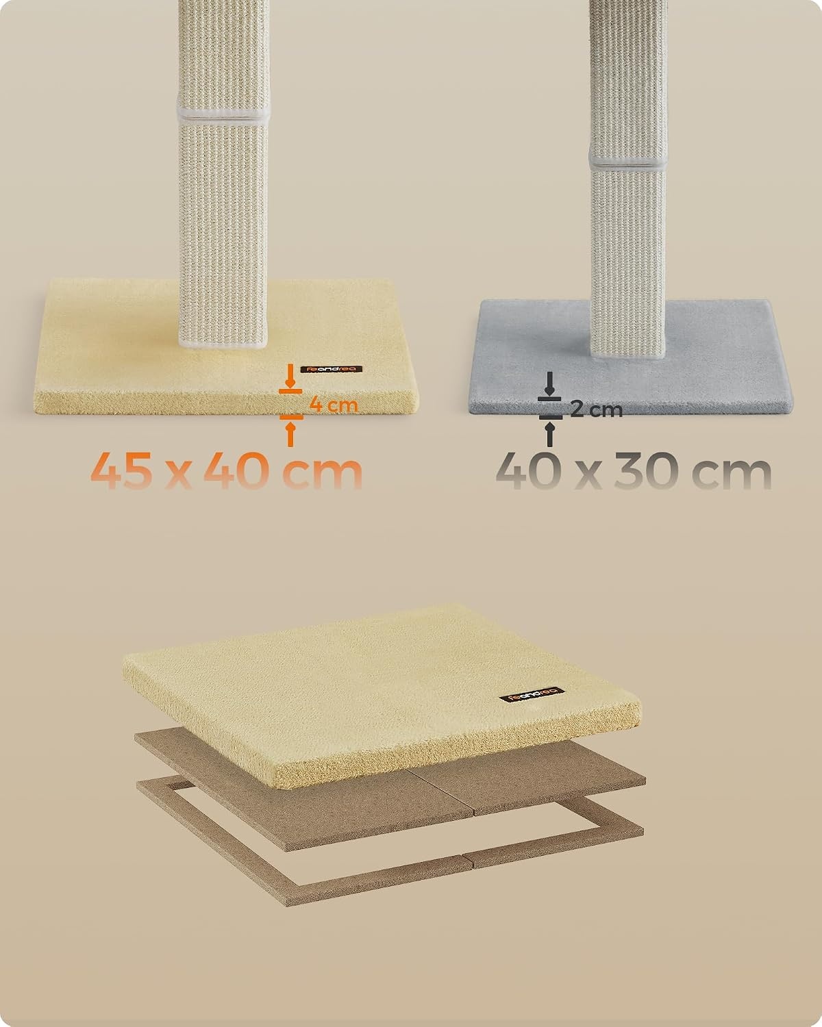 Feandrea Krabpaal voor katten - Beige - 71 cm hoog