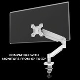 Mars Gaming MARM-PRO1 Monitor Arm voor schermen tot 32 inch - Wit