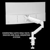 Mars Gaming MARM-PRO1 Monitor Arm voor schermen tot 32 inch - Wit
