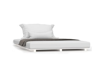 vidaXL Bedframe massief grenenhout wit 150x200 cm
