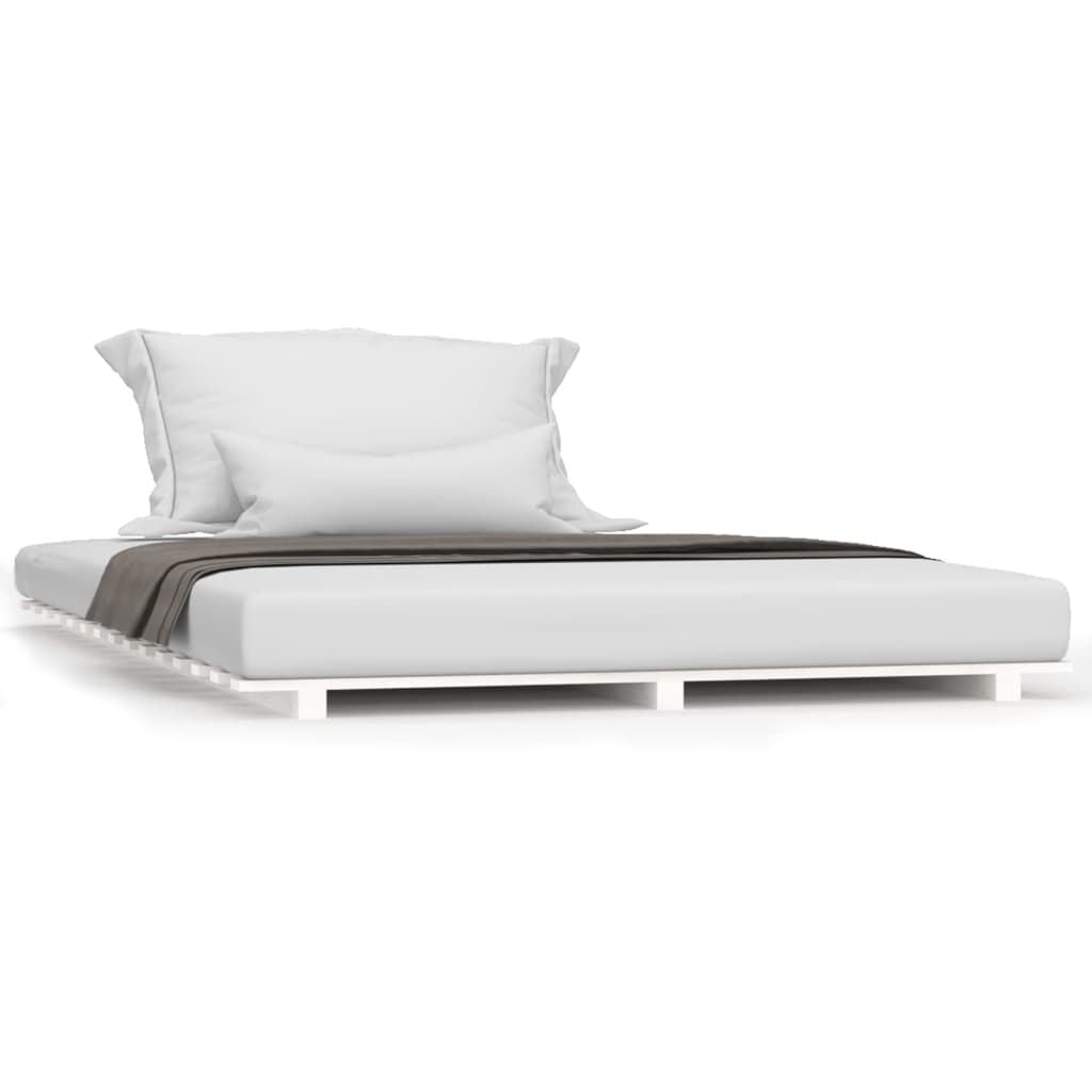 vidaXL Bedframe massief grenenhout wit 150x200 cm
