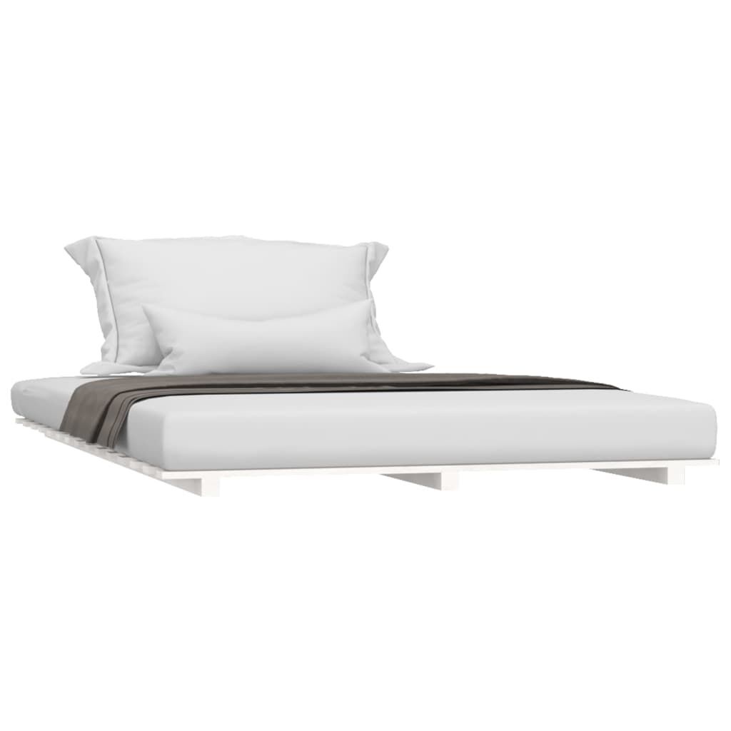 vidaXL Bedframe massief grenenhout wit 150x200 cm