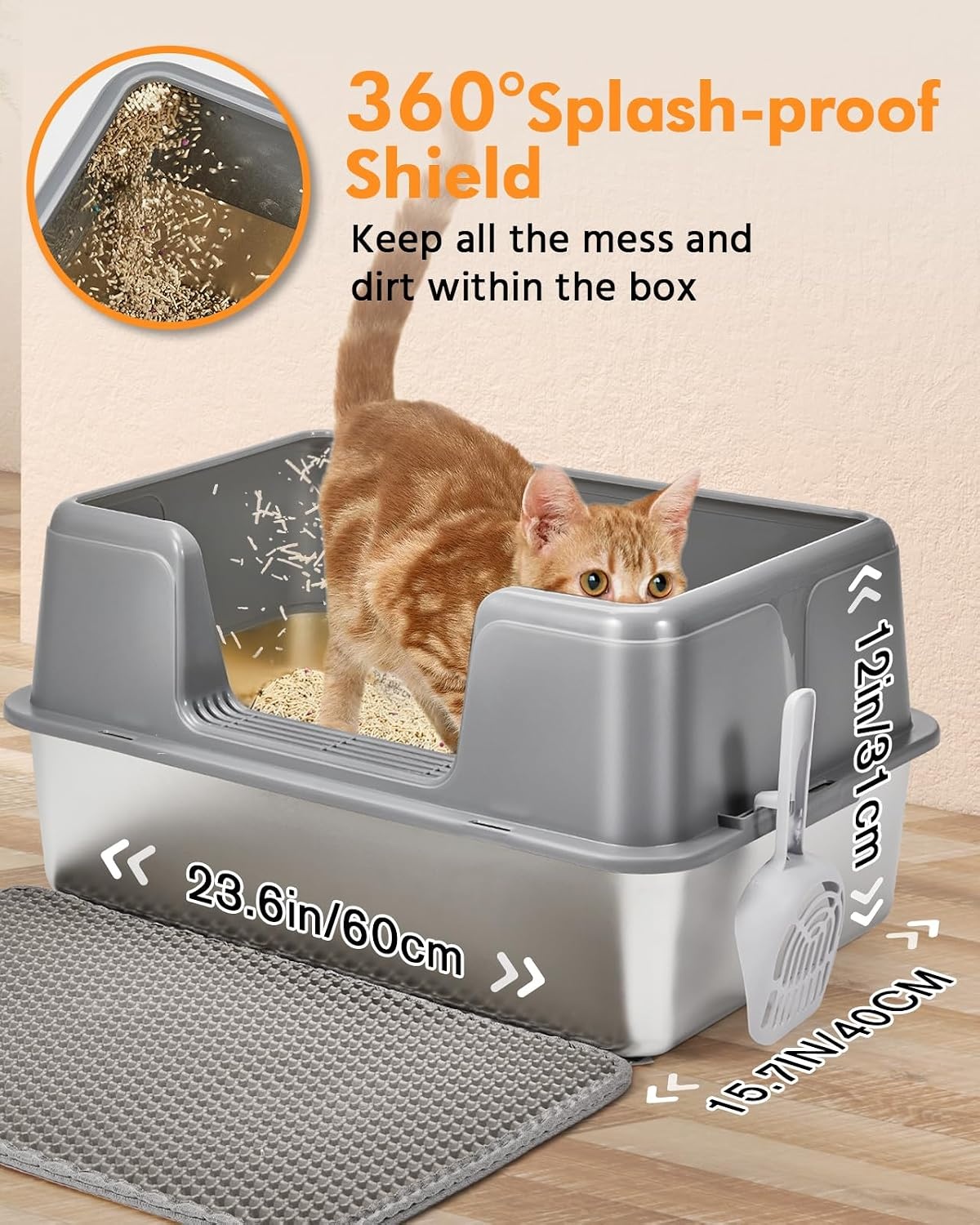 Kattenbakvulling van roestvrij staal