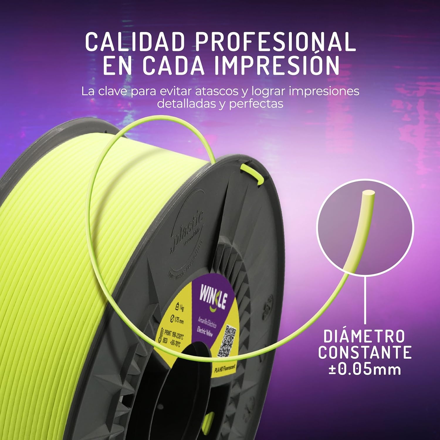 Winkle HD PLA Filament 1.75 mm - Fluorescerend Geel - 1000 gram