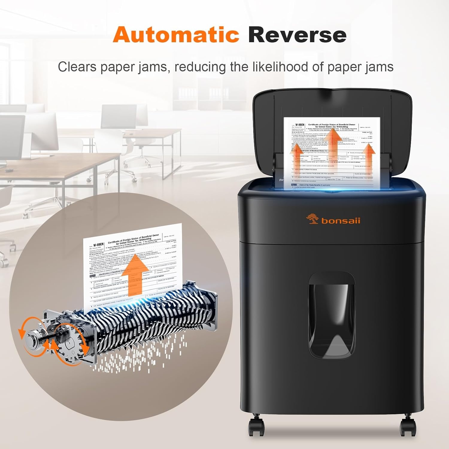 Bonsaii C231-D Papierversnipperaar, 100 vellen, met automatische invoer, microsnipper, papierversnipperaar P4 met anti-congestie, tot 30 minuten continu gebruik, 16 l container, voor thuis en op