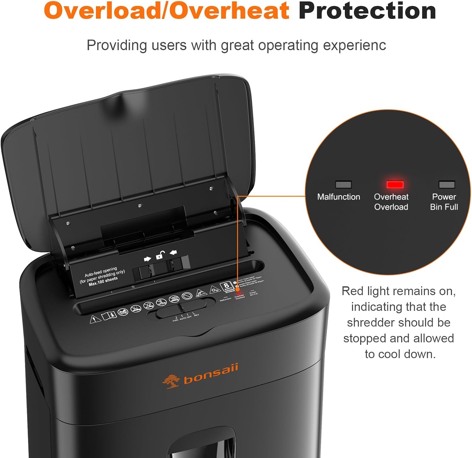 Bonsaii C231-D Papierversnipperaar, 100 vellen, met automatische invoer, microsnipper, papierversnipperaar P4 met anti-congestie, tot 30 minuten continu gebruik, 16 l container, voor thuis en op