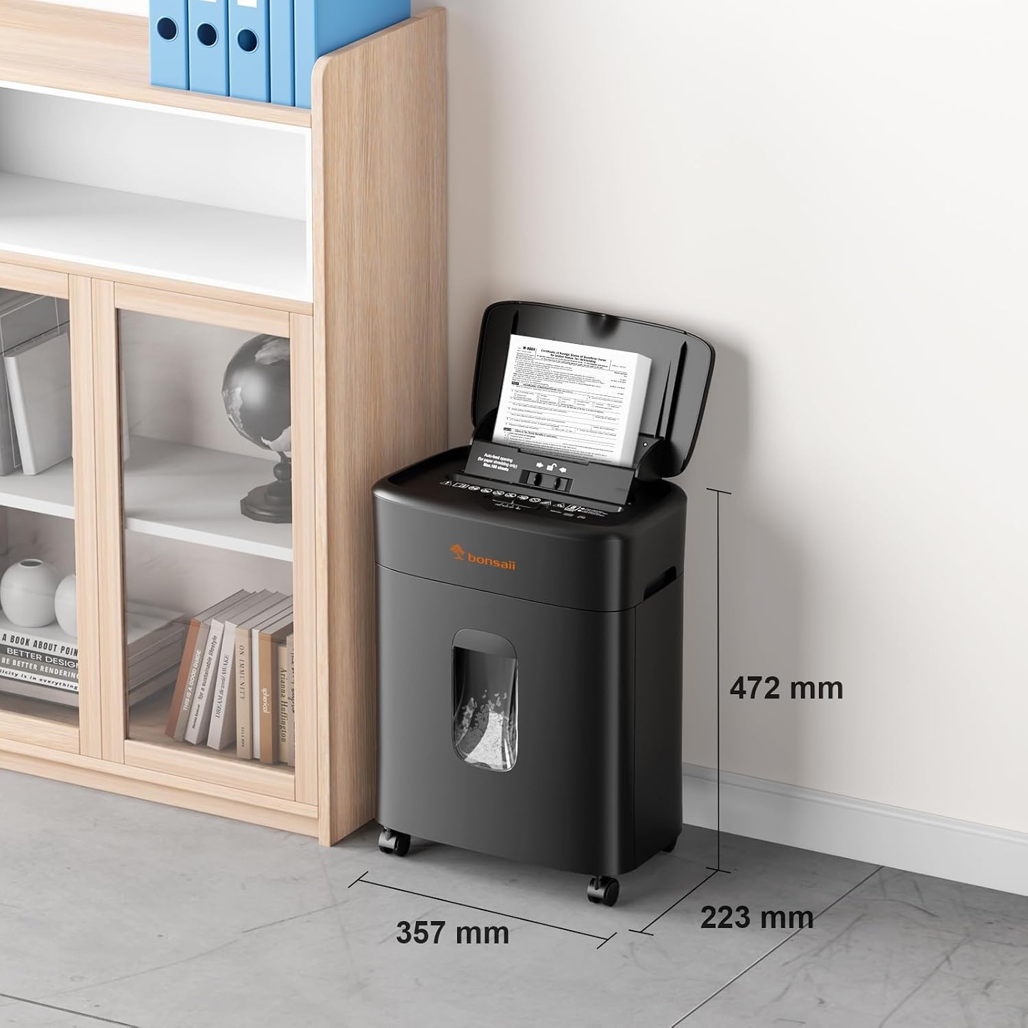 Bonsaii C231-D Papierversnipperaar, 100 vellen, met automatische invoer, microsnipper, papierversnipperaar P4 met anti-congestie, tot 30 minuten continu gebruik, 16 l container, voor thuis en op