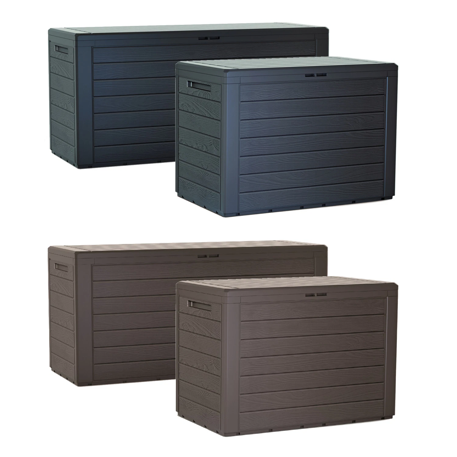 Prosperplast Universele Tuinbox 280L - Afsluitbare Opbergbox met Houtlook - Bruin
