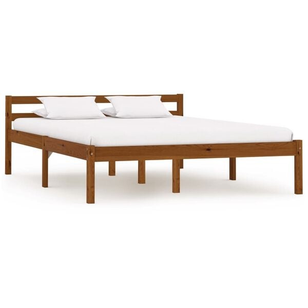 vidaXL Bedframe massief grenenhout honingbruin 140x200 cm