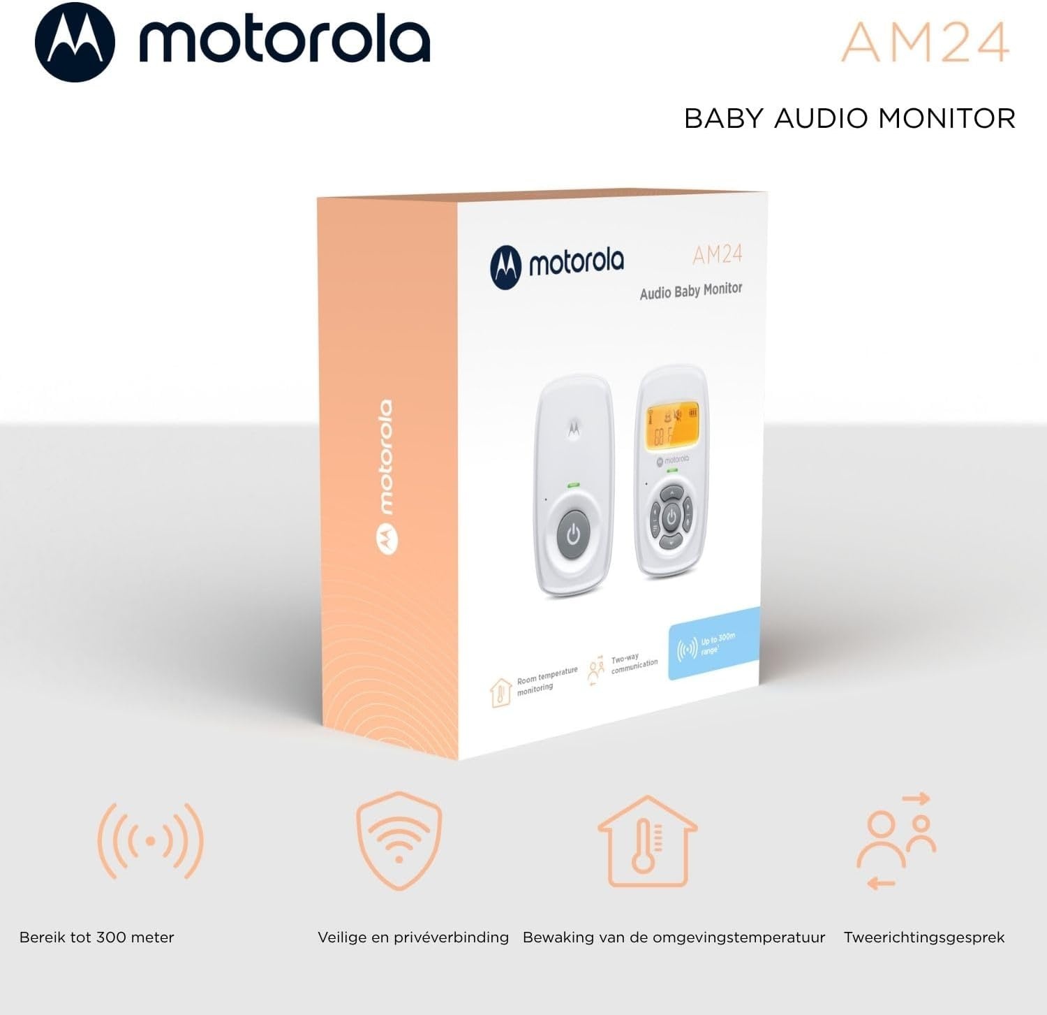 Audio Babyfoon AM24 Wit | DECT Technologie | 57% Korting