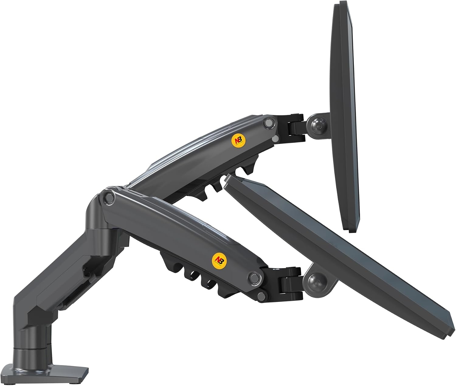 Ergosolid F160 Gasveer Monitorarm voor twee schermen 17-27 inch - Zwart