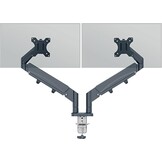 Leitz Ergo Ruimtebesparende Dubbele Monitor Arm, TÜV- en IGR-gecertificeerd, Veelzijdige inklapbare monitorarmen, Donkergrijze Monitorarm voor Twee Tot 32” Monitors, Fluweelgrijs, 65370089