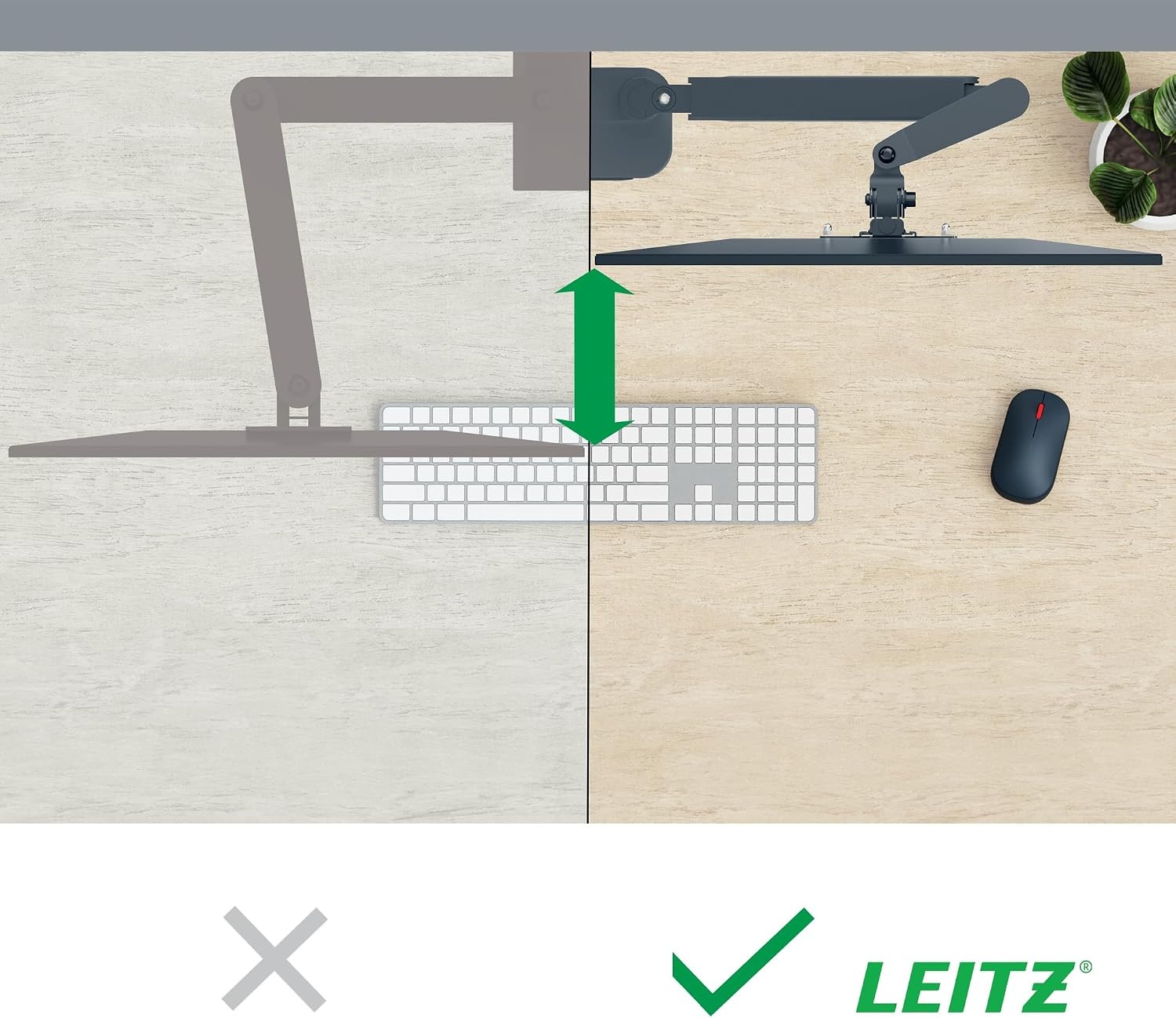 Leitz Ergo Ruimtebesparende Dubbele Monitor Arm, TÜV- en IGR-gecertificeerd, Veelzijdige inklapbare monitorarmen, Donkergrijze Monitorarm voor Twee Tot 32” Monitors, Fluweelgrijs, 65370089