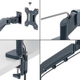 Leitz Ergo Ruimtebesparende Dubbele Monitor Arm, TÜV- en IGR-gecertificeerd, Veelzijdige inklapbare monitorarmen, Donkergrijze Monitorarm voor Twee Tot 32” Monitors, Fluweelgrijs, 65370089
