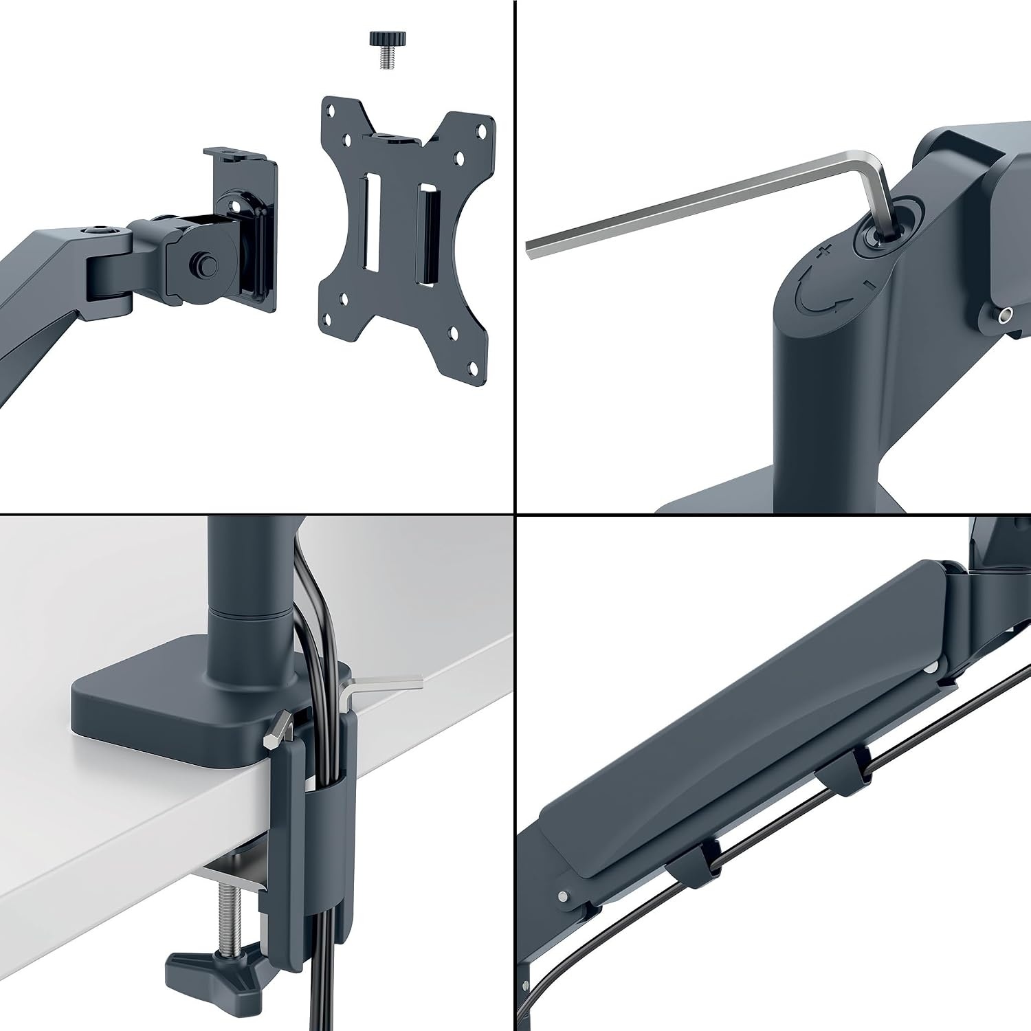 Leitz Ergo Ruimtebesparende Dubbele Monitor Arm, TÜV- en IGR-gecertificeerd, Veelzijdige inklapbare monitorarmen, Donkergrijze Monitorarm voor Twee Tot 32” Monitors, Fluweelgrijs, 65370089
