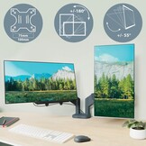 Leitz Ergo Ruimtebesparende Dubbele Monitor Arm, TÜV- en IGR-gecertificeerd, Veelzijdige inklapbare monitorarmen, Donkergrijze Monitorarm voor Twee Tot 32” Monitors, Fluweelgrijs, 65370089