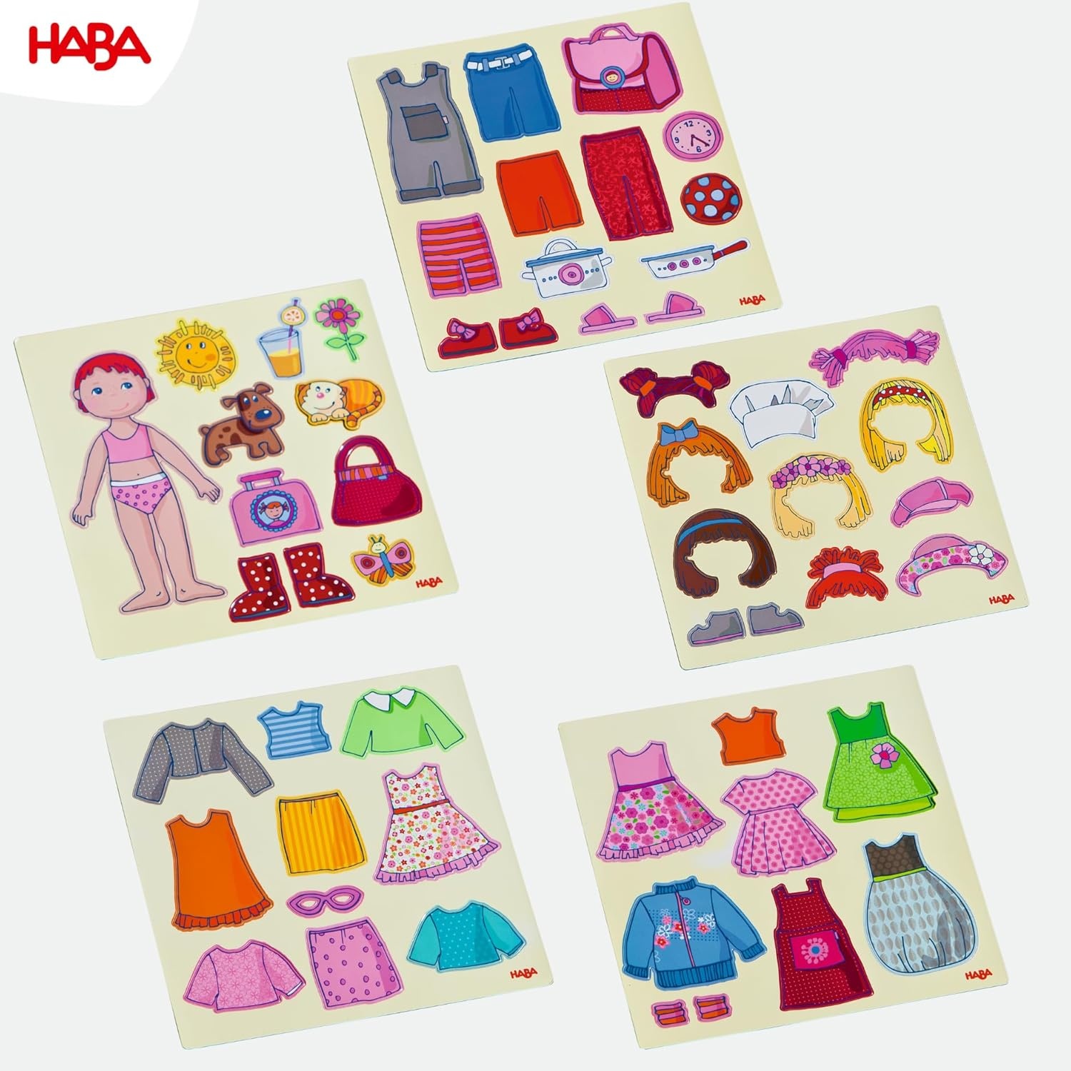 HABA 7392 - magneetspelbox aantrekkoppop Lilli | Afwisselende magnetische puzzel rond de schattige pop Lilli | In praktische metalen box, multicolor