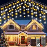 IJsregen lichtketting kerstverlichting voor buiten 15 m - witte led-verlichting Kerstmis buiten met afstandsbediening timer 8 modi waterdicht lichtgordijn voor buiten voor balkon, kerstdecoratie