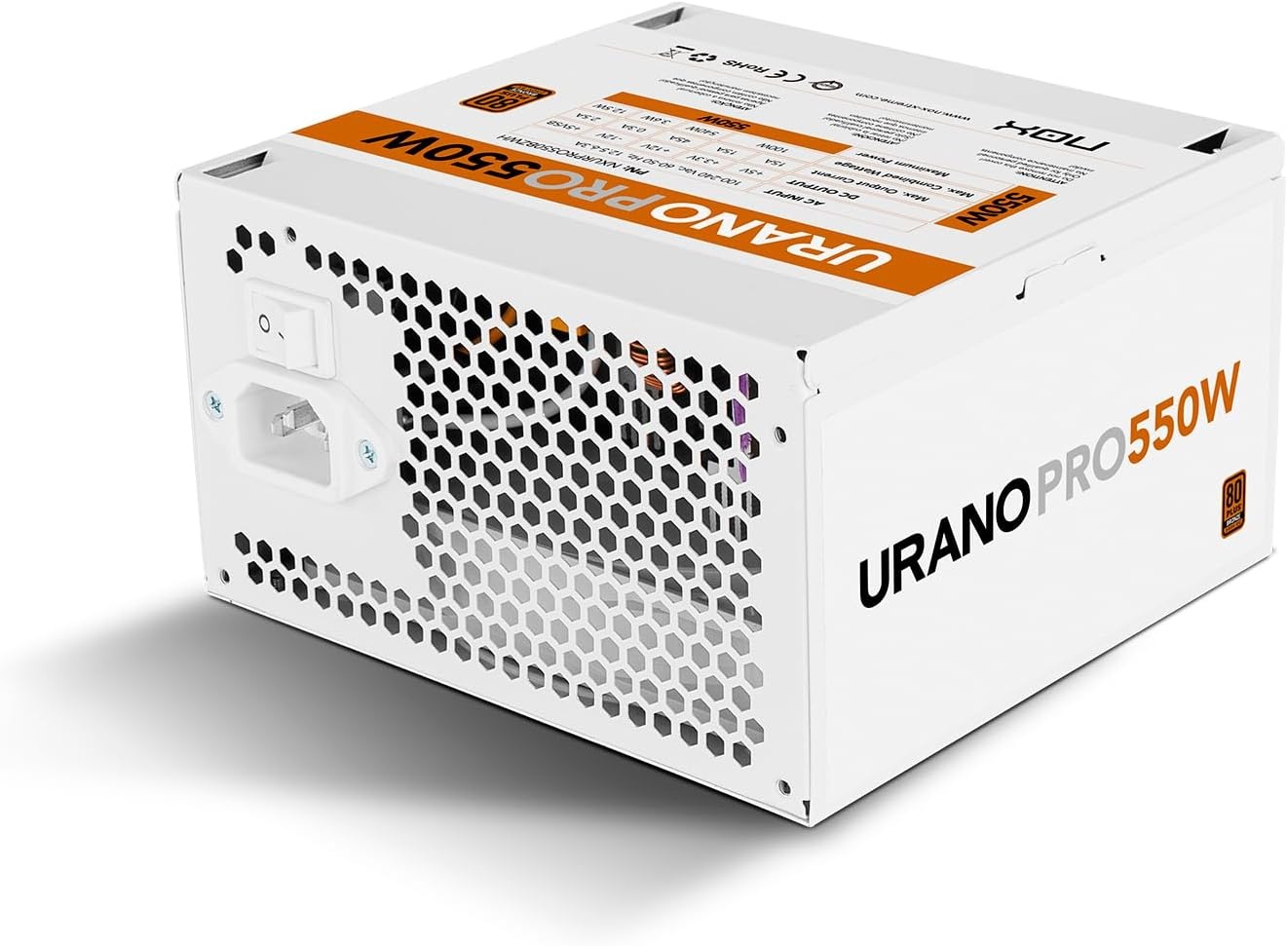 NOX Urano VX 750W Bronze Edition ATX Black, Orange Power Supply (750W, 200-240, 47-63, Active, 130W, 744W)