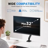 GRIFEMA GB2003-1 monitorhouder met gasveer voor 13-32 inch computerscherm, in hoogte verstelbaar, VESA 75 x 75/100 x 100, gewicht 2-9 kg, zwart