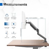 GRIFEMA GB2003-1 monitorhouder met gasveer voor 13-32 inch computerscherm, in hoogte verstelbaar, VESA 75 x 75/100 x 100, gewicht 2-9 kg, zwart
