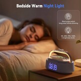 COLSUR Bluetooth luidspreker radiowekker digitaal met draadloze oplader