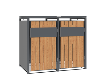 Container ombouw - 2 containers - staal - houtlook antraciet