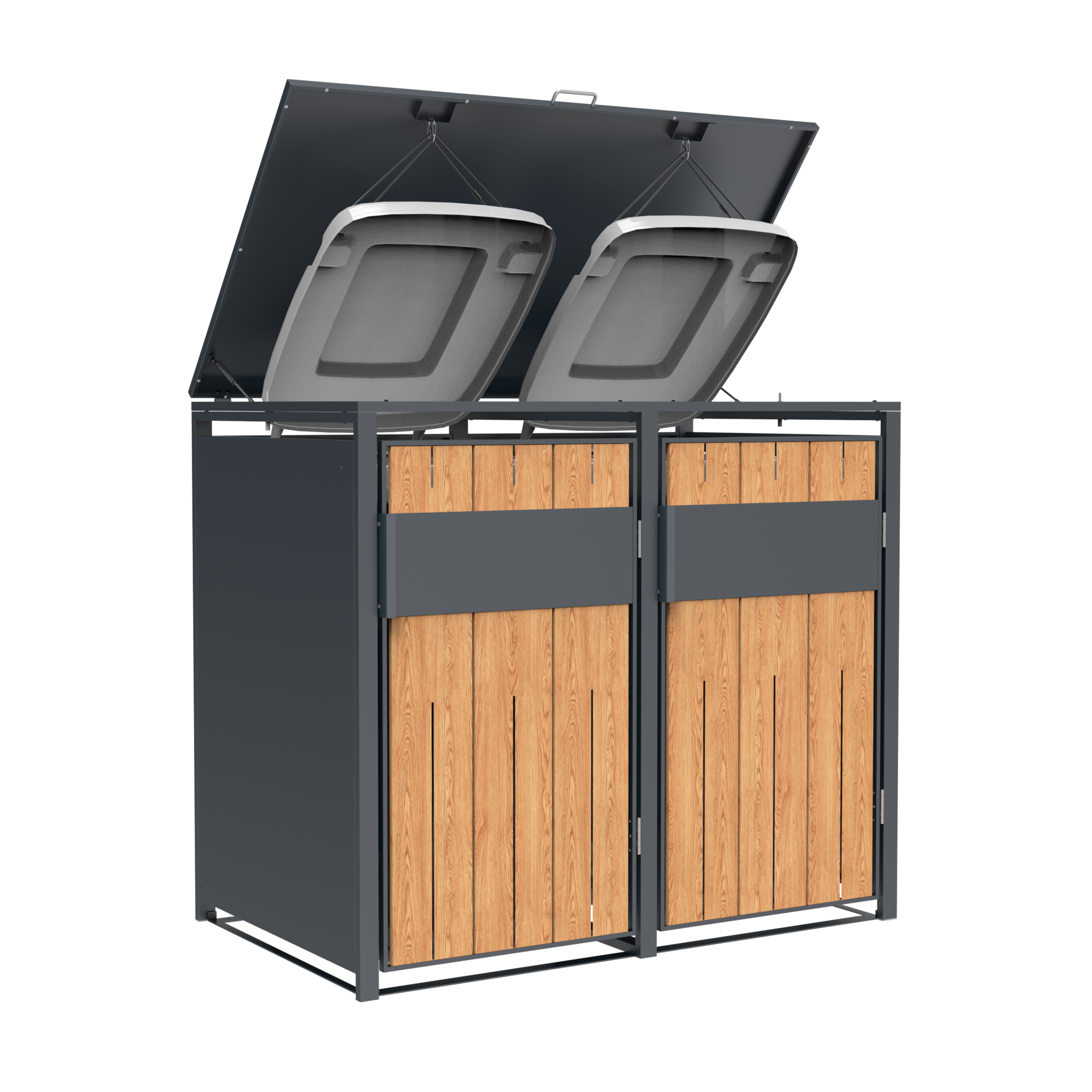Container ombouw - 2 containers - staal - houtlook antraciet