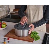 Zyliss Swift Dry Salad Spinner Stainless Steel Small, 3.5L, Non-Slip Base, Serving Plate, AquaVent Technology, One-handed Pump, Brake System, Easy to Clean