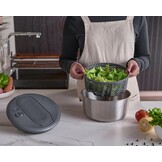 Zyliss Swift Dry Salad Spinner Stainless Steel Small, 3.5L, Non-Slip Base, Serving Plate, AquaVent Technology, One-handed Pump, Brake System, Easy to Clean
