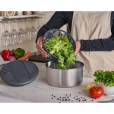 Zyliss Swift Dry Salad Spinner Stainless Steel Small, 3.5L, Non-Slip Base, Serving Plate, AquaVent Technology, One-handed Pump, Brake System, Easy to Clean