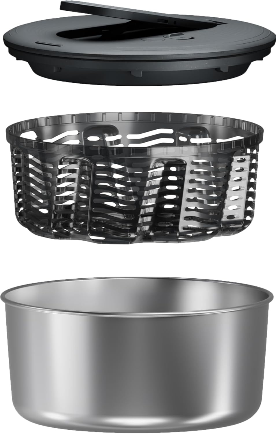 Zyliss Swift Dry Salad Spinner Stainless Steel Small, 3.5L, Non-Slip Base, Serving Plate, AquaVent Technology, One-handed Pump, Brake System, Easy to Clean