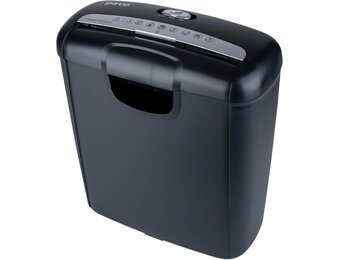 Pavo - Premium documentversnipperaar tot 6 vellen, bandsnijder, creditcardvernietiger met papierbak, 10 l, zwart, 8029310