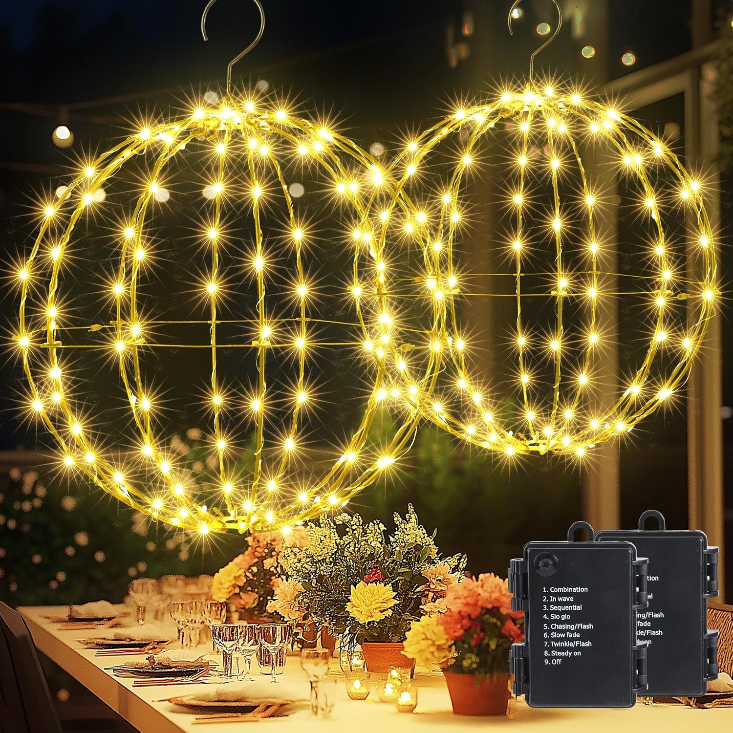 Joomer LED Kerstbal Verlichting Set - 2 stuks - 33 cm en 28 cm - Warm Wit - Opvouwbaar