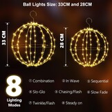 Joomer LED Kerstbal Verlichting Set - 2 stuks - 33 cm en 28 cm - Warm Wit - Opvouwbaar