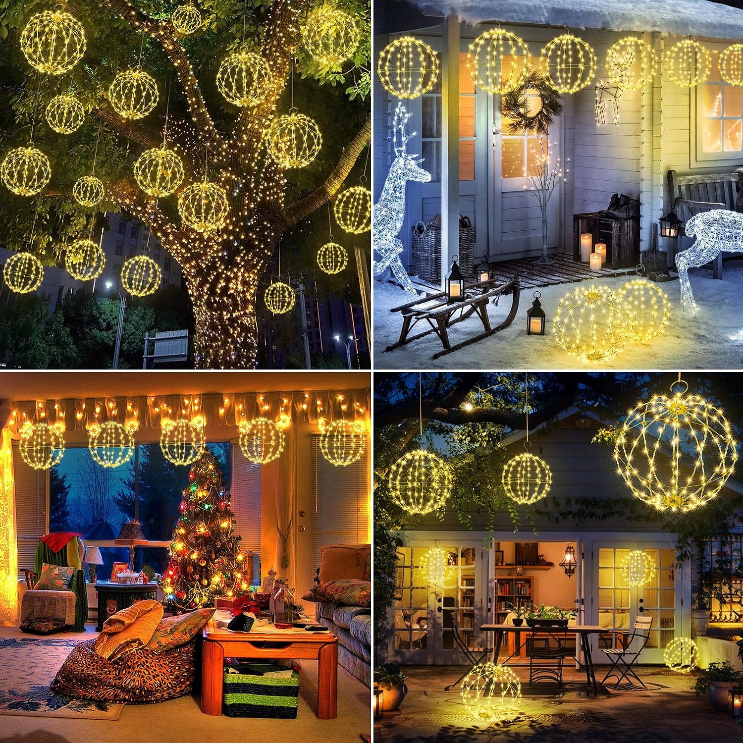 Joomer LED Kerstbal Verlichting Set - 2 stuks - 33 cm en 28 cm - Warm Wit - Opvouwbaar