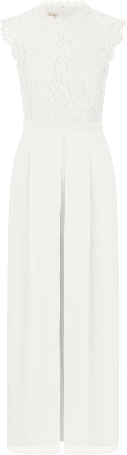 Crème Jumpsuit met Kant & Wijde Pijpen - 73% Korting! (Maat 36)