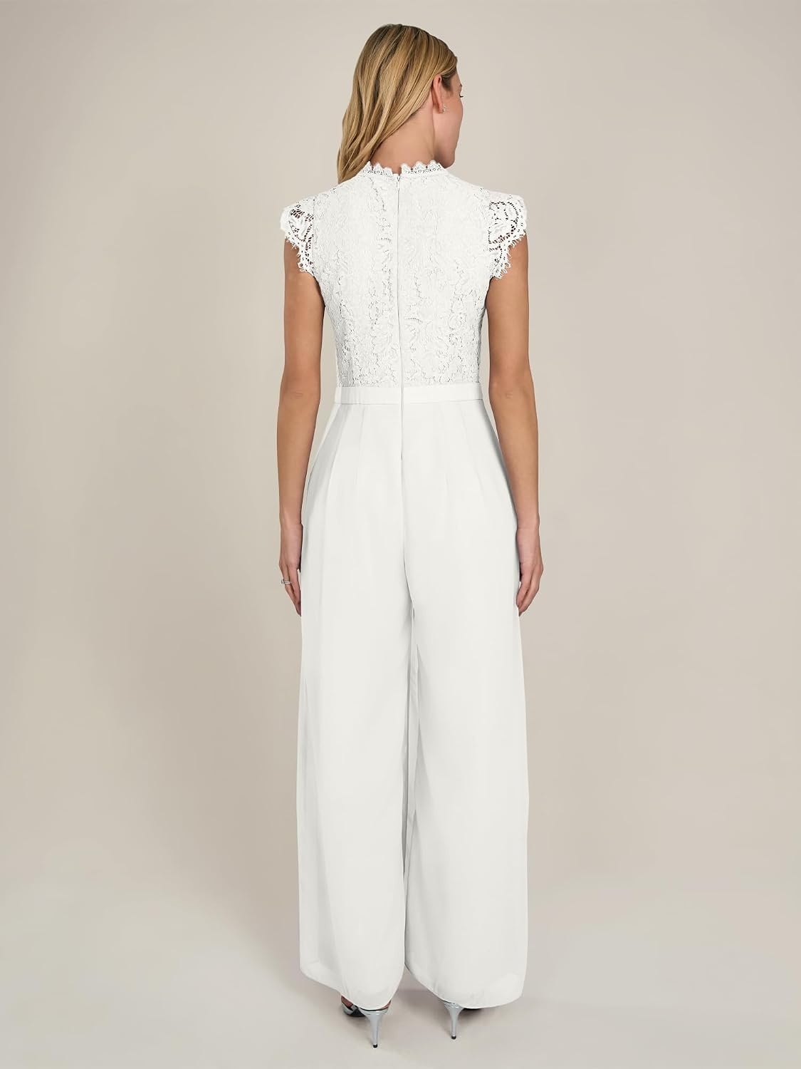 Crème Jumpsuit met Kant & Wijde Pijpen - 73% Korting! (Maat 36)