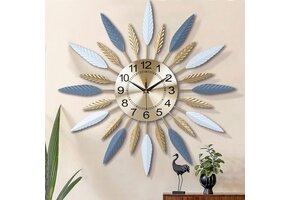 Gouden Sunburst Wandklok 56cm - Stille Werking