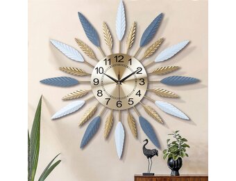 Lafocuse Wandklok 56 cm - Goudkleurige metalen klok - Modern design