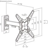 VALUE TV-muurbeugel, 2 draaipunten, 33-109 cm, tot 20 kg