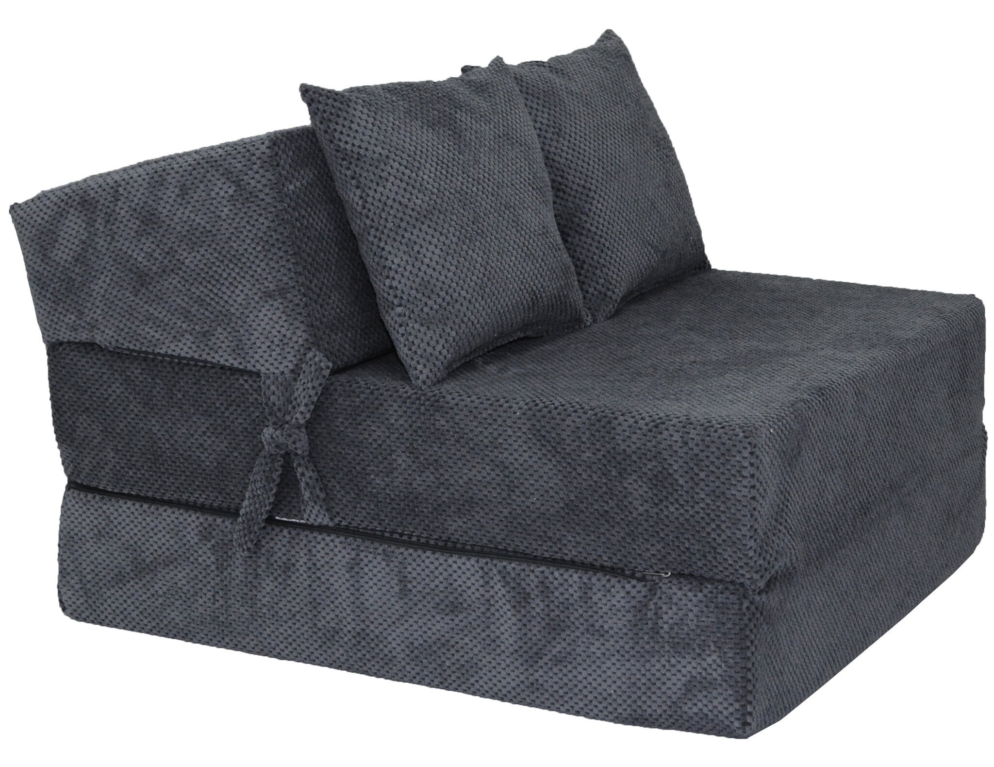 Opvouwbaar matras - 200x70x15cm - velvet dot - antraciet
