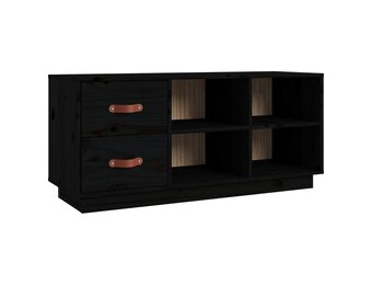 vidaXL Schoenenbank 100x34x45 cm massief grenenhout zwart