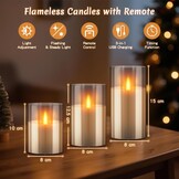 FlyQintess Oplaadbare LED Kaarsen met Bewegingssensor - Grijs - Set van 3 - 10, 12 en 15 cm