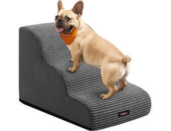 Feandrea Huisdierentrap - 3 treden - 57 x 40 x 40 cm - Leigrijs