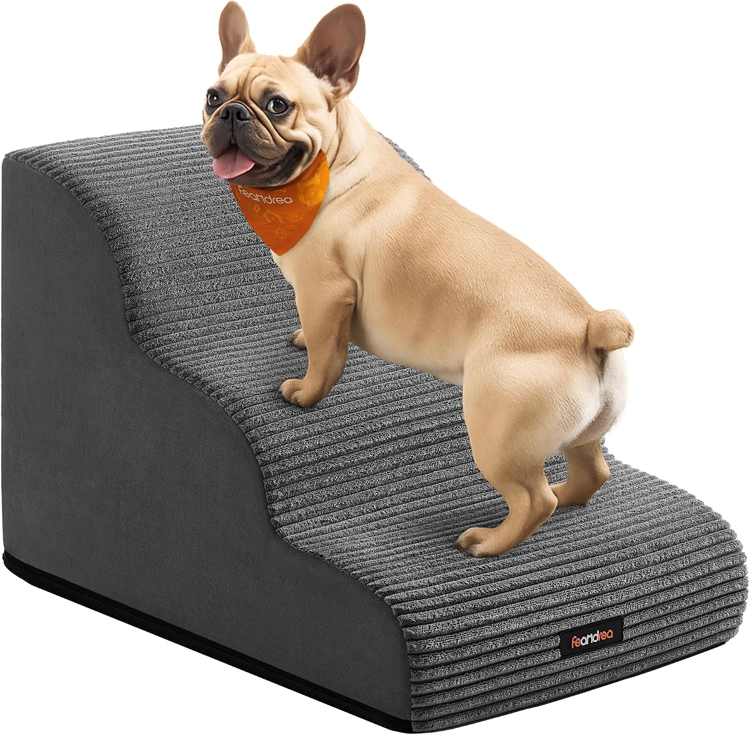 Feandrea Huisdierentrap - 3 treden - 57 x 40 x 40 cm - Leigrijs